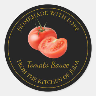 Homemade Tomato Sauce Label   Schwarz Runder Aufkleber