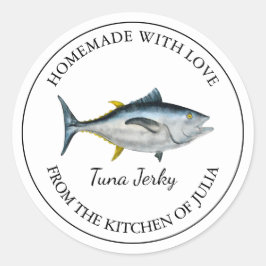 Homemade Tuna Jerky Label Runder Aufkleber