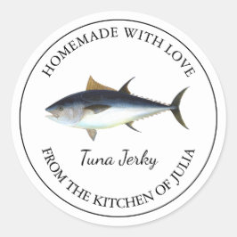 Homemade Tuna Jerky Label Runder Aufkleber