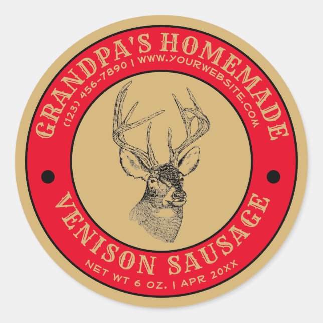 Homemade Venison Sausage Template Runder Aufkleber (Vorderseite)