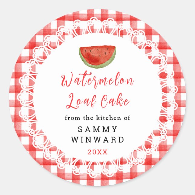 Homemade Watermelon Loaf Cake Label Runder Aufkleber (Vorderseite)