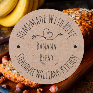 Homemade with Love Kraft Paper    Baked Goods Runder Aufkleber