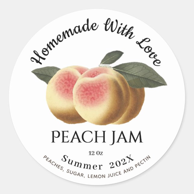  Homemade With Love Peach Jam Summer 202X Runder Aufkleber (Vorderseite)