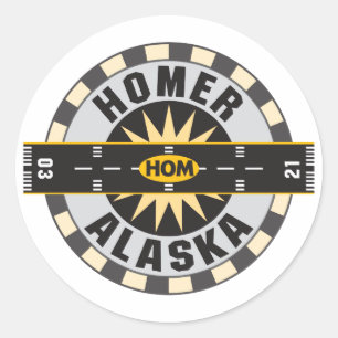 Homer, AK HOM Airport Runder Aufkleber