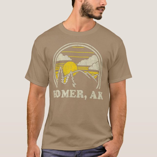 Homer Alaska AK Vintage Wandergebiete T-Shirt (Vorderseite)