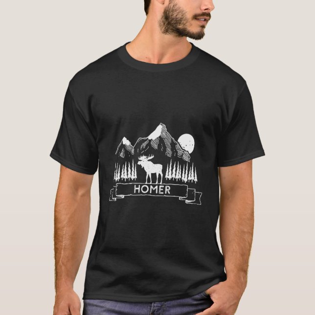 Homer Alaska Cool Homer Alaska Mountain Moose Gesc T-Shirt (Vorderseite)