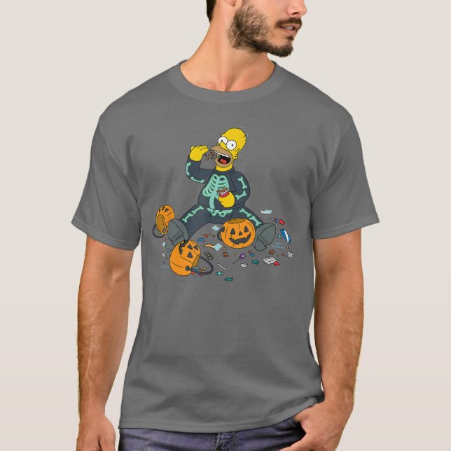 Homer Halloween Trick or Treat Candy Binge T-Shirt (Vorderseite)