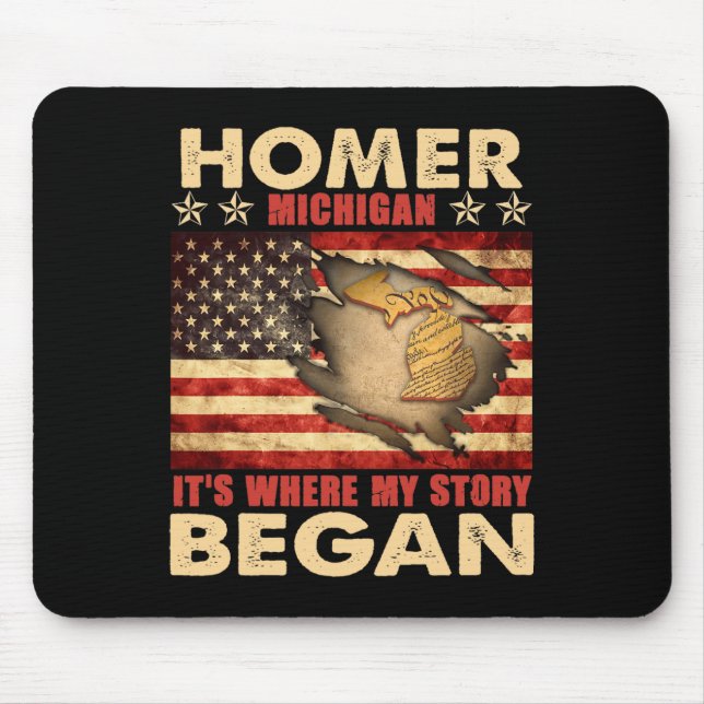 Homer Michigan Usa Flagge 4. Juli  Mousepad (Vorne)