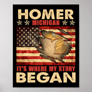 Homer Michigan USA-Flagge 4. Juli Poster