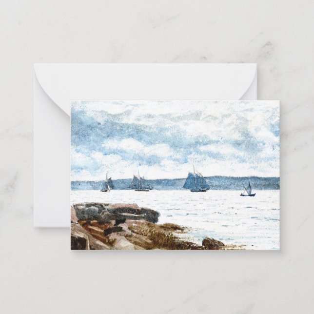 Homer - Sailboats in Gloucester, 1880 Gemälde Mitteilungskarte (Vorderseite)