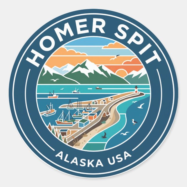 Homer Spit Alaska USA Runder Aufkleber (Vorderseite)