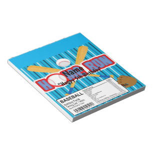Homerun Baseball Geburtstagskandy Bar Wrapper Favo Notizblock