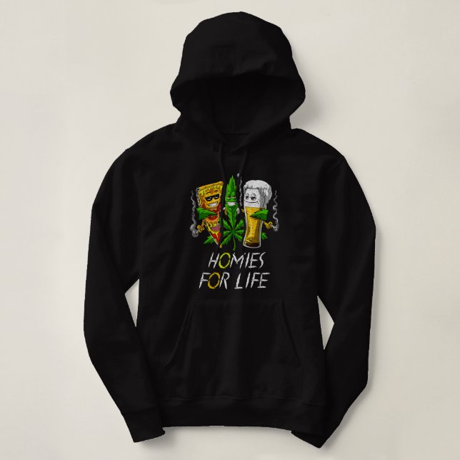 Homes for Life Ber and Weed Buds Pizza Cannabi Hoodie (Design vorne)
