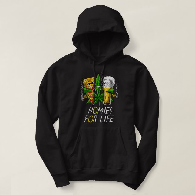 Homes for Life Ber and Weed Buds Pizza Cannabi Hoodie (Design vorne)