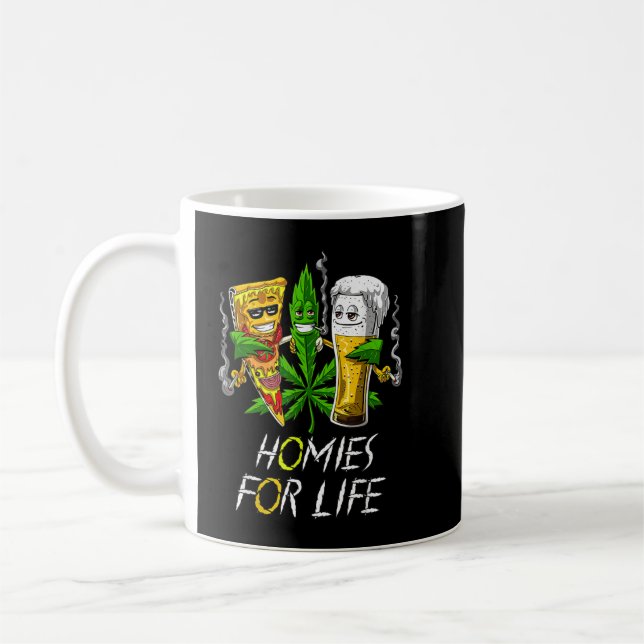 Homes for Life Ber and Weed Buds Pizza Cannabi Kaffeetasse (Links)