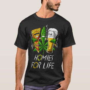 Homes for Life Ber and Weed Buds Pizza Cannabi T-Shirt
