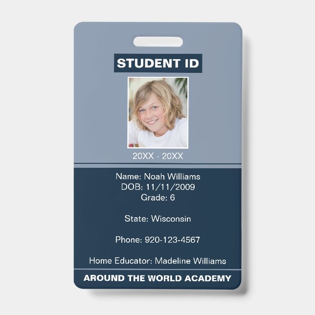 Homeschoester Student ID Abzeichen Blue Ausweis (Vorderseite)