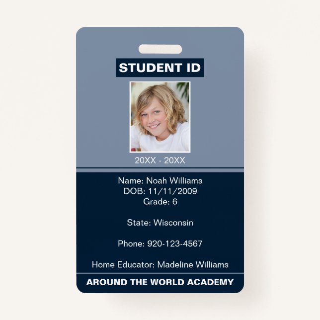 Homeschoester Student ID Abzeichen Blue Ausweis (Vorderseite)