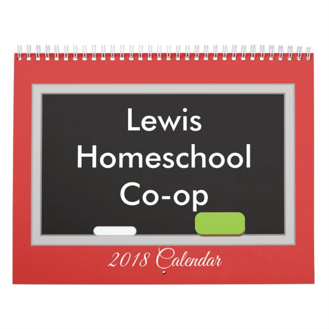 Homeschool Co op Chalkboard auf rotem Hintergrund Kalender (Titelbild)