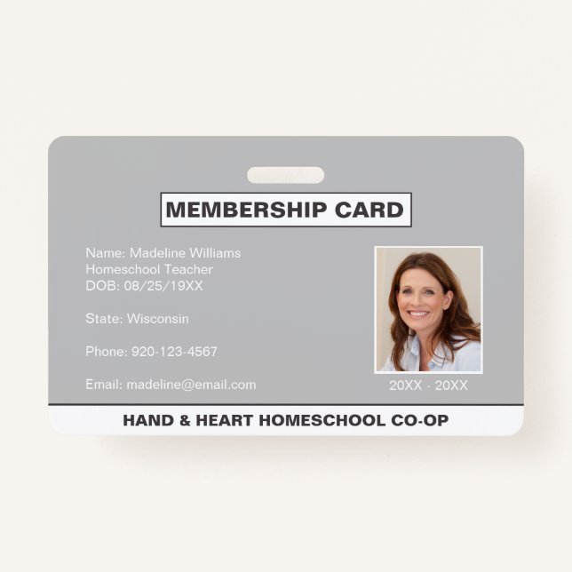 Homeschool CO-OP Parent-ID-Abzeichen Ausweis (Vorderseite)