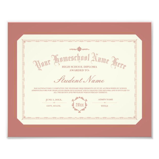 Homeschool Diploma Traditional Soft Red Fotodruck (Vorne)