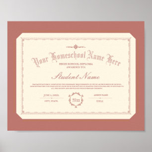 Homeschool Diploma Traditionelles Soft Red Poster