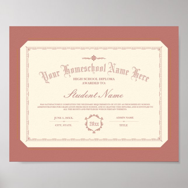 Homeschool Diploma Traditionelles Soft Red Poster (Vorne)