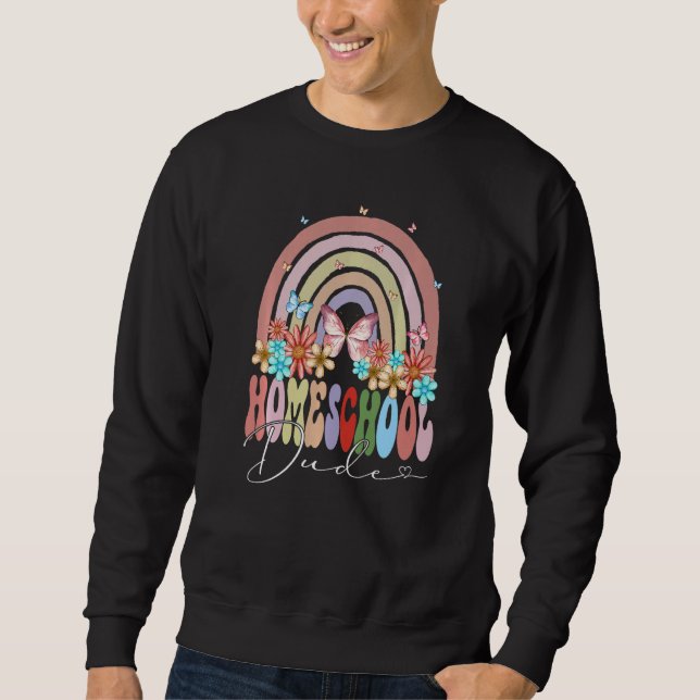 Homeschool Dude Back To School Rainbow Retro Groov Sweatshirt (Vorderseite)