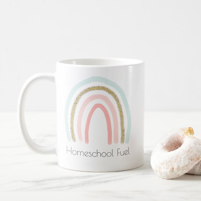 Homeschool Fuel Homeschool Mama Rainbow Glitzer Kaffeetasse (Mit Donut)
