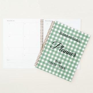 Homeschool Green Gingham Back to School Spiral Planer