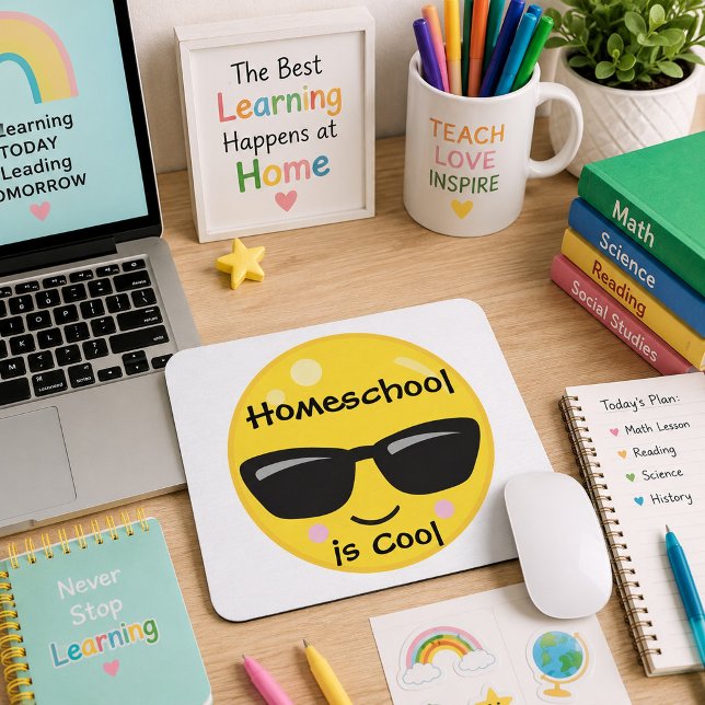 Homeschool ist cool Smiley Gesicht Sonnenbrille  Mousepad (Von Creator hochgeladen)