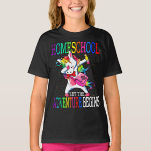 Homeschool Lass The Adventure Begins Unicorn T-Shirt