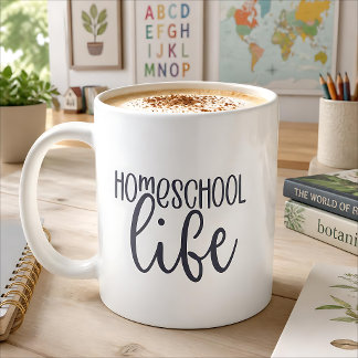 Homeschool-Leben Minimalistische Kalligrafie Kaffeetasse