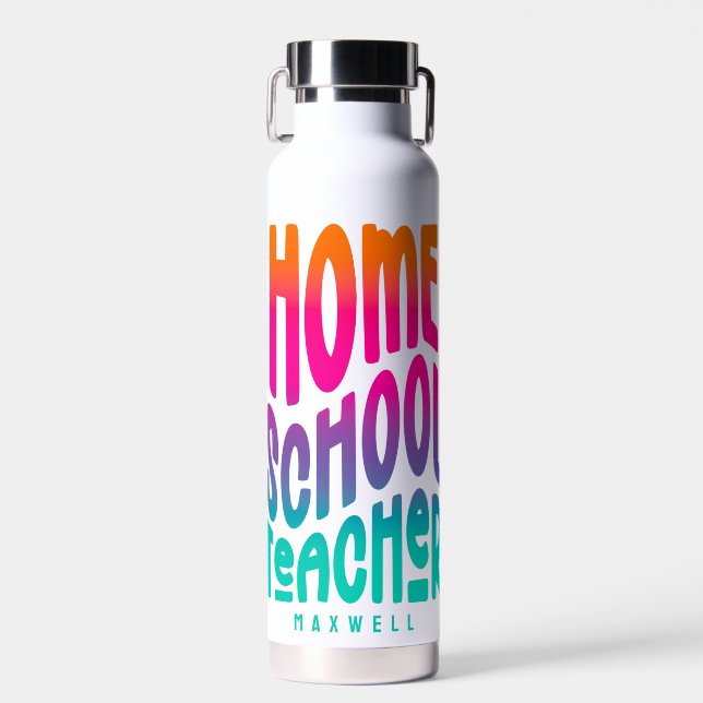 Homeschool Lehrer farbenfrohe Ombre Text Trinkflasche (Vorne)