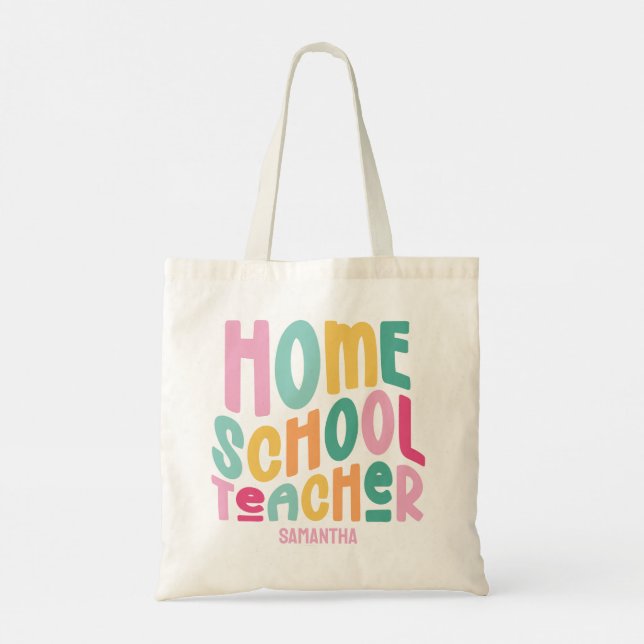 Homeschool-Lehrer | Farbige Textgestaltung Tragetasche (Rückseite)