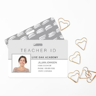 Homeschool Lehrer ID Abzeichen Modern Grau Ausweis