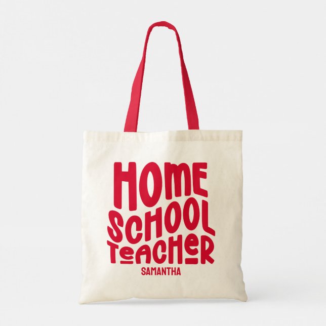 Homeschool Lehrer | Rotes Textdesign Tragetasche (Rückseite)