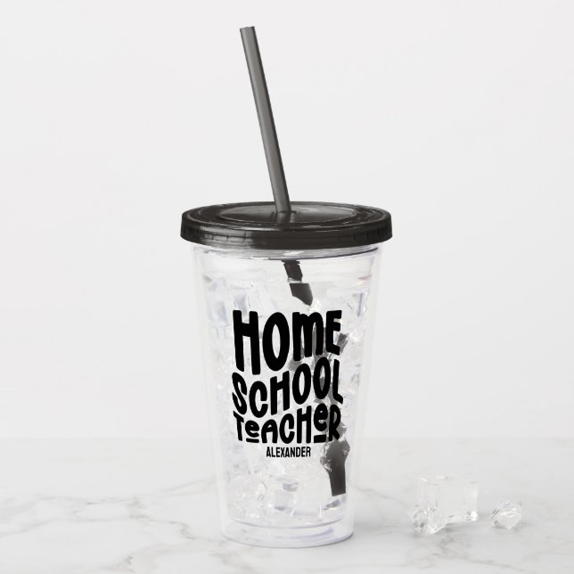 Homeschool-Lehrer Schwarz Typography Design Acryltrinkbecher (Vorderseite Ice)