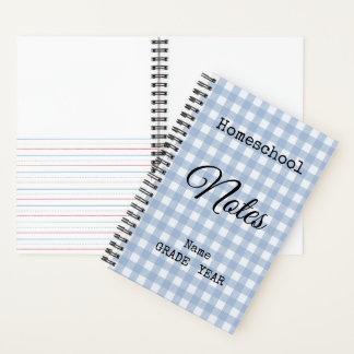 Homeschool Lt. Blue Gingham Back to School Spiral Notizbuch
