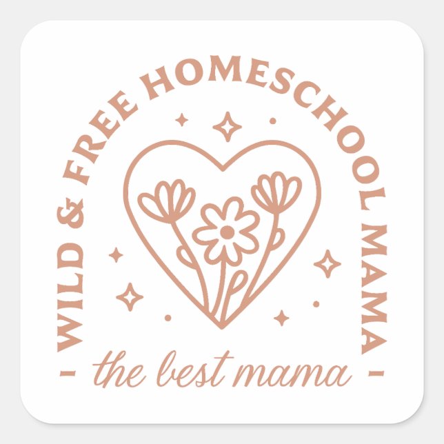 Homeschool Mama Blumencodierung Ästhetik Quadratischer Aufkleber (Vorderseite)