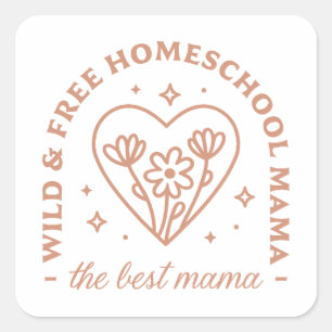 Homeschool Mama Blumencodierung Ästhetik Quadratischer Aufkleber