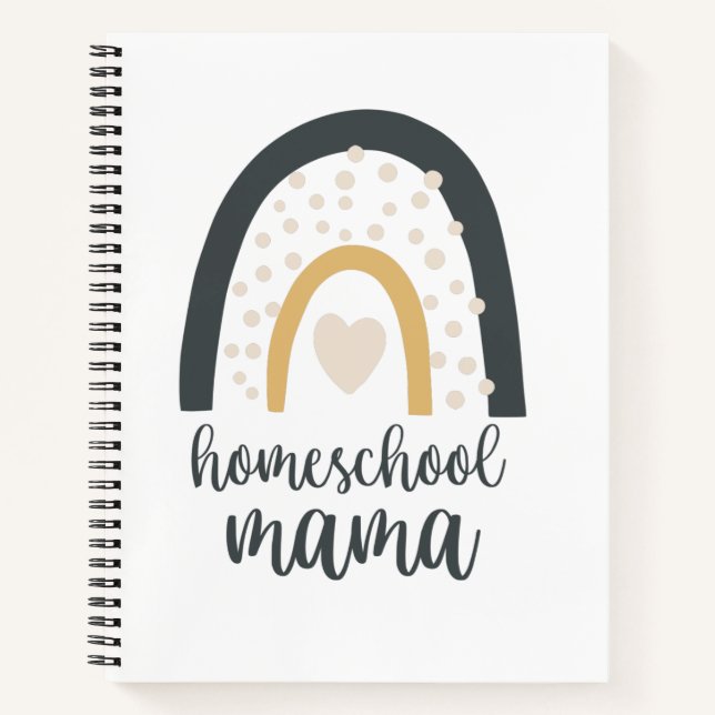Homeschool Mama Boho Rainbow Heart Checklist Notizbuch (Vorderseite)