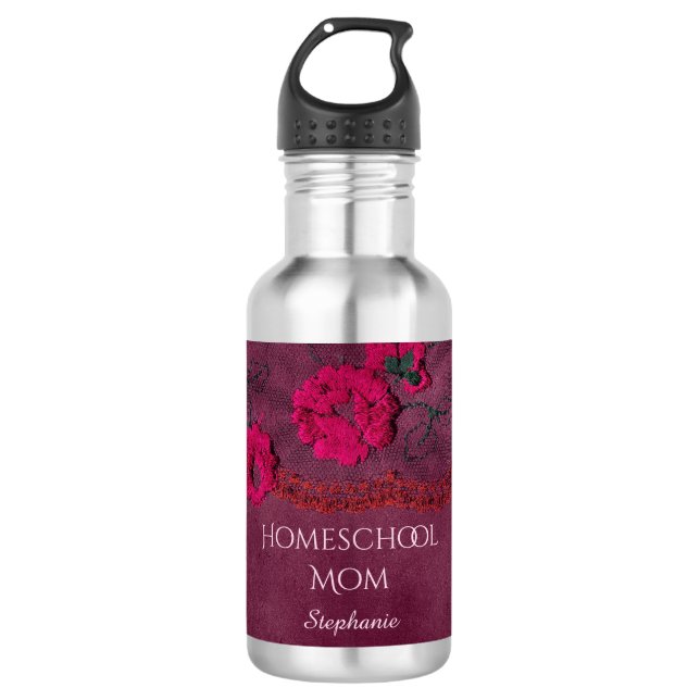 Homeschool Mama Lila Edelstahlflasche (Vorderseite)