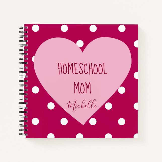 Homeschool Mama Pink Polka Punkte Notizbuch (Vorderseite)