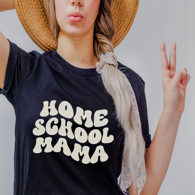 Homeschool Mama Retro Benutzerdefinierte Textfarbe T-Shirt (Von Creator hochgeladen)