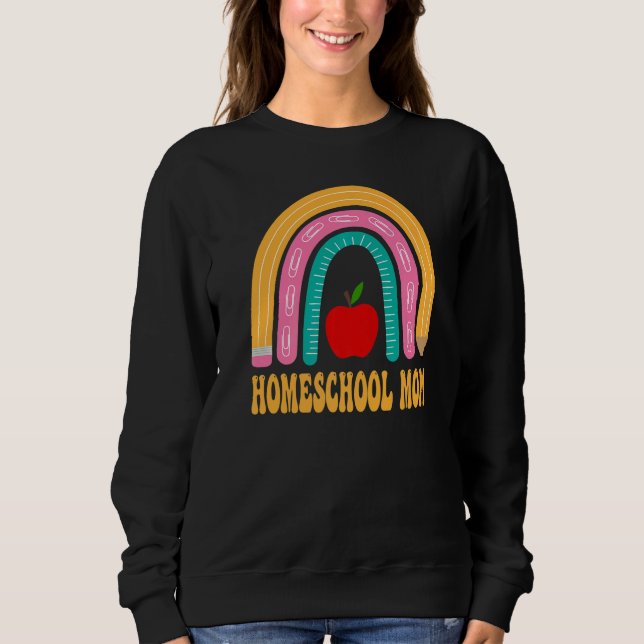 Homeschool-Mutter Regenbogenstift Zurück zur Schul Sweatshirt (Vorderseite)