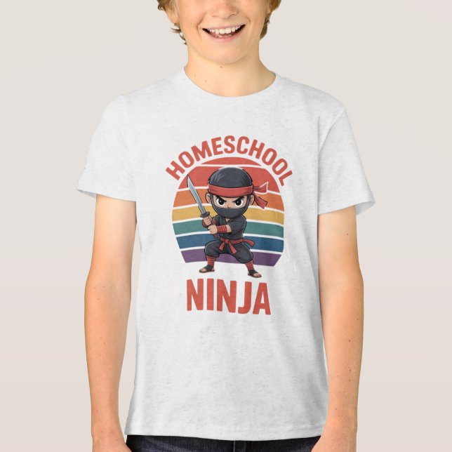 : Homeschool Ninja Kids - Niedlich Chibi Ninja Tri-Blend Shirt (Vorderseite)