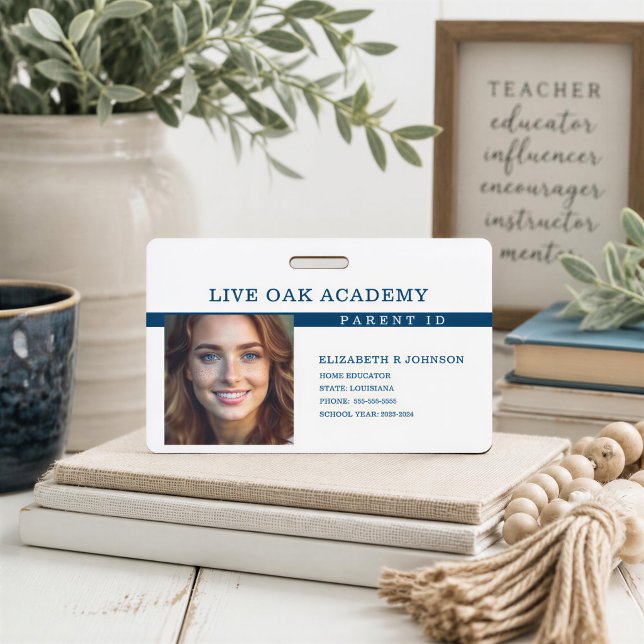 Homeschool Parent ID Abzeichen | Classic Blue Ausweis (Von Creator hochgeladen)