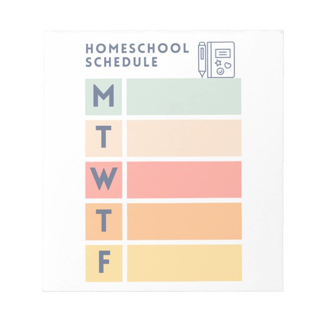 Homeschool Schedule Pad Notizblock (Vorderseite)