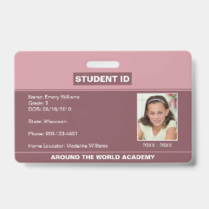 Homeschool-Schüler-ID Blush Pink Abzeichen Ausweis